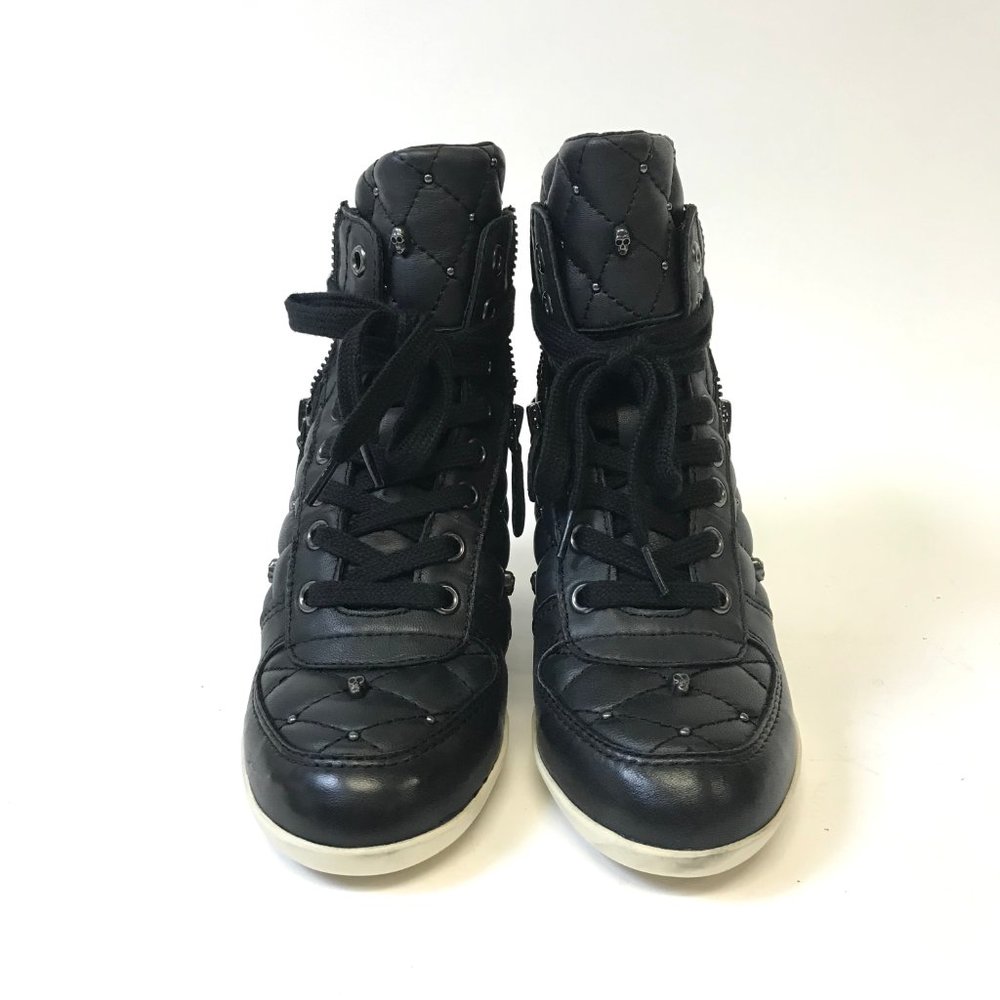 Ash Brooklyn Black Leather Wedge Shoes. NIB